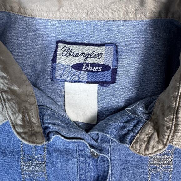 Vintage Wrangler Embroidered Denim Long Sleeved Shirt - XL - Picture 2 of 8